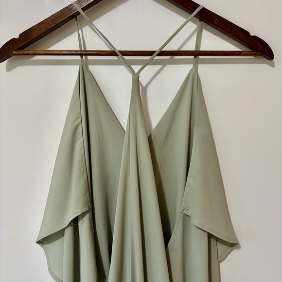 Revamped| Elegant Sage Green Flowing Sleeveless Mini Dress Sz S Brand NEW w/Tags - Picture 4 of 5